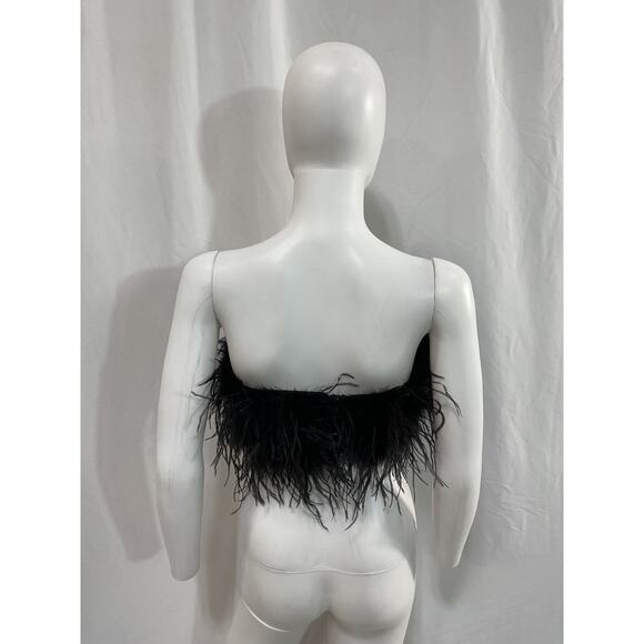 Lamarque 'Zaina' Black Cropped Feathered Top Size XS - Picture 3 of 5